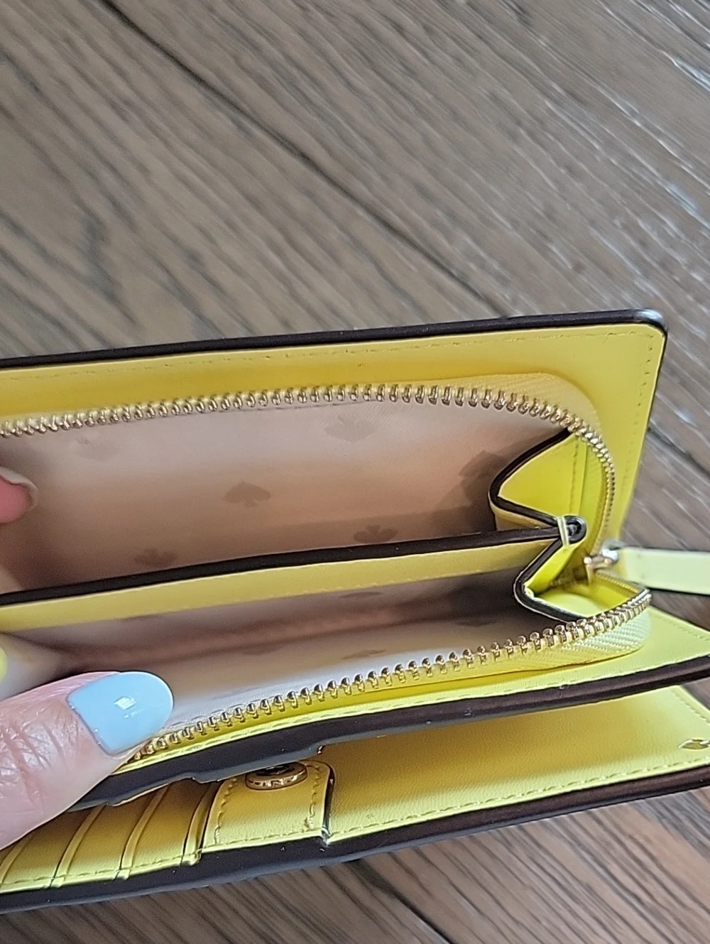 kate spade New York Yellow Leather Wallet With Milkshake Graphic